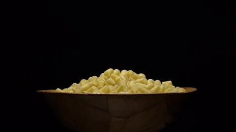 Raw macaroni in rotation. Ditalini lisci. Close up. Raw pasta. Stock Footage 101760813