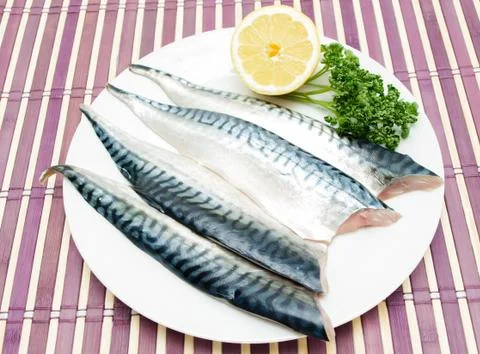 Raw mackerel filet Stock Photos