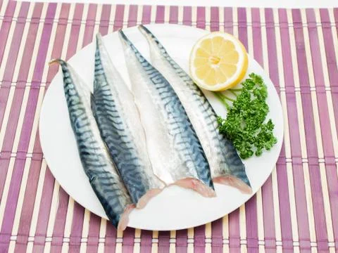 Raw mackerel filet Stock Photos