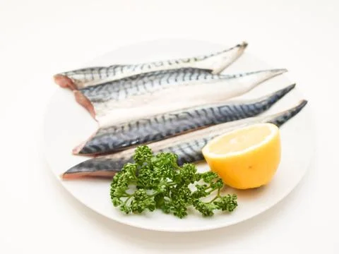 Raw mackerel filet Stock Photos