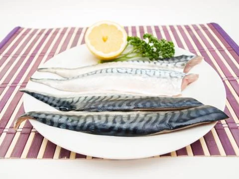 Raw mackerel filet Stock Photos
