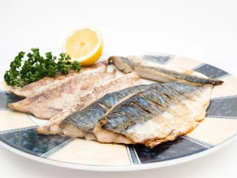 Raw mackerel filet Foto stock