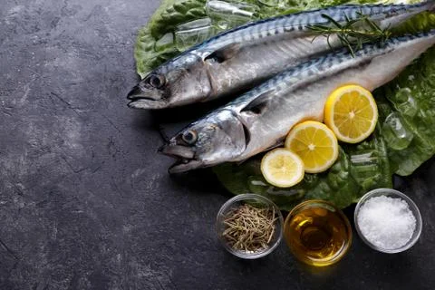 Raw Mackerel fish Stock Photos
