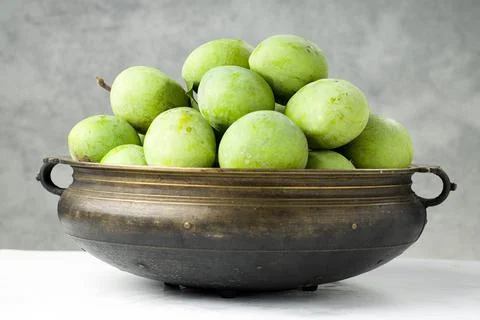 Raw mango or Green mango Stock Photos