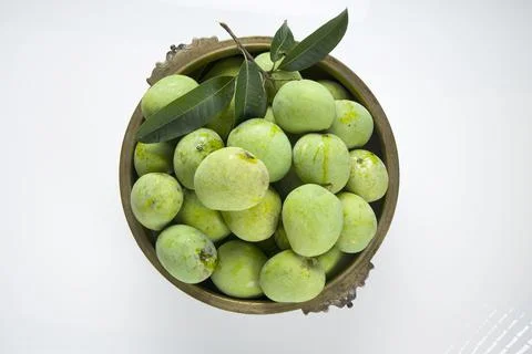 Raw mango or Green mango Stock Photos