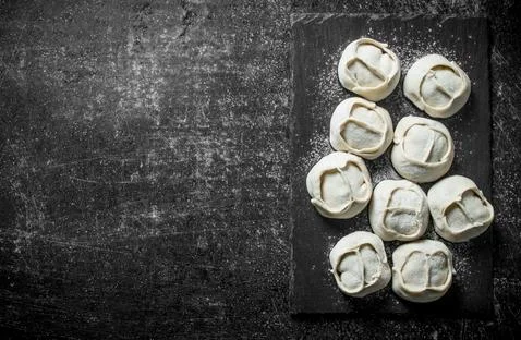 Raw manta dumpling with beef. Stock Photos