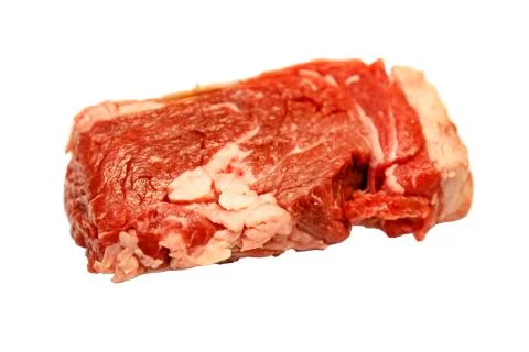 Raw marbled beef, brisket lying on white background. Isolated. Foto stock