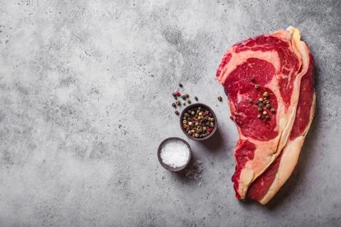 Raw marbled beef Rib eye steak Stock Photos