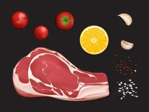 Raw marbled meat fillet, portion to cook Stock Illustration