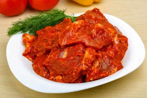 Raw marinated meat for bbq Stock-Fotos