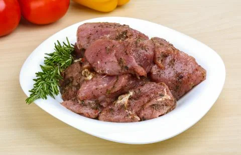 Raw marinated meat for bbq Stock Photos