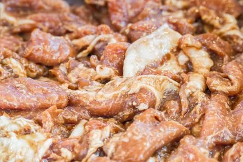 Raw marinated pork Stock Photos