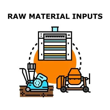 Raw material inputs product manufacturing process concept 库存插图