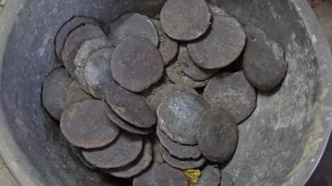 Raw material for making copper and brass household goods in factories. Stock Footage 264258617