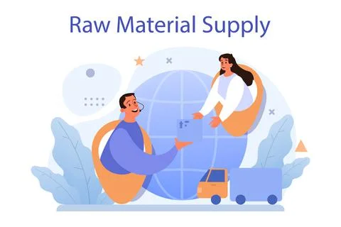 Raw material supply concept. Suppliers, B2B idea, global distribution Stock Illustration