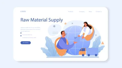 Raw material supply web banner or landing page. Suppliers, B2B idea, 스톡 일러스트