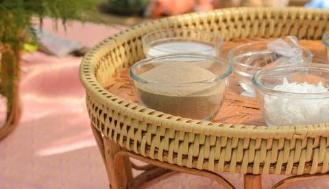 Raw material was made into small pieces. To use as ingredients of Thai desser Stock Photos