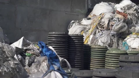 Raw materials with garbage in the processing plant Stock Footage 164093297