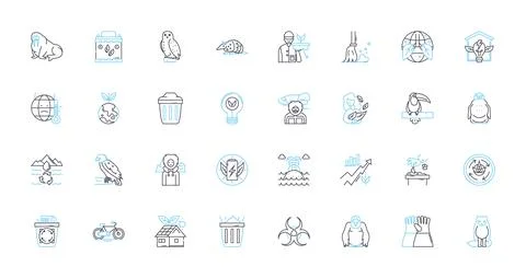 Raw materials linear icons set. Minerals, Ores, Harvested, Extracted, Organic Stock Illustration