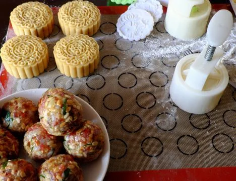 Raw materials for moon cake Stock Photos