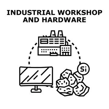Raw materials transforming into electronic hardware processing Ilustración de archivo
