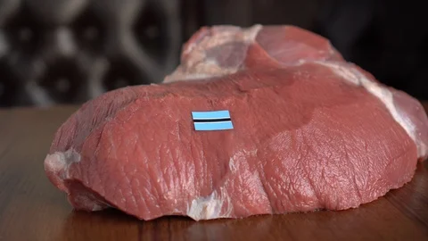 Raw meat and flag of Botswana Stock Footage 101705414