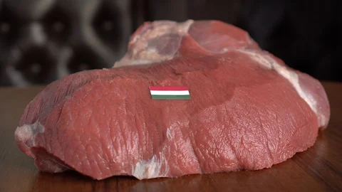 Raw meat and flag of Hungary Stock Footage 101705326