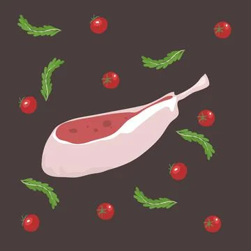 Raw Meat and Vegetables Stock Illustration
