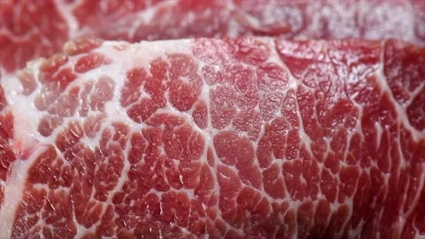 Raw meat background. Prime fillet meat. Marble beef steak Black Angus Steak Stock Footage 214771576