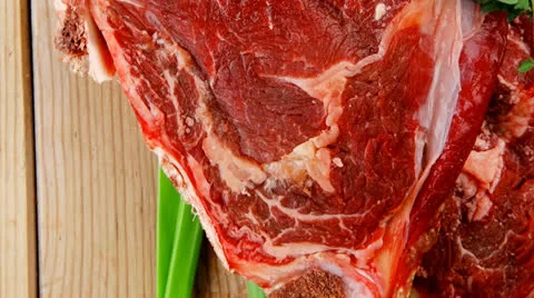 Raw meat : boned fresh lamb ribs Vídeos de archivo 24694267