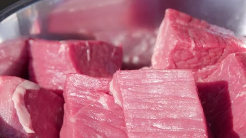 A raw meat in the bowl Video stock 286841869
