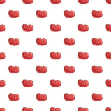Raw meat chunks repeating pattern background Illustrazione stock