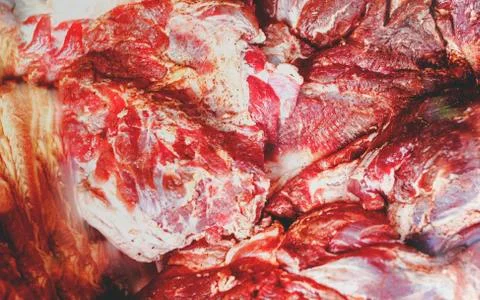 Raw meat close up. Store display. Butcher display.Beef Slice,Beef Brisket,cha Stock Photos