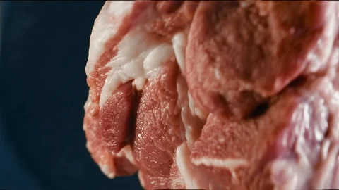 Raw meat flies up in the air Stock Footage 118133897