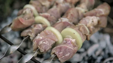 Raw meat on the grill Stock Footage 50492008