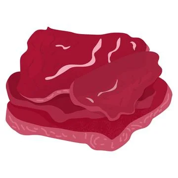 Raw meat illustration with multiple steak cuts. Red fresh beef or pork slices Stock Illustration