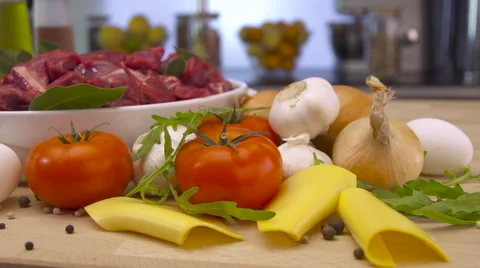 Raw meat with ingredients Stock Footage 54502740