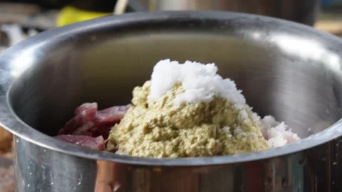 Raw Meat Marinating Stock Footage 332534758