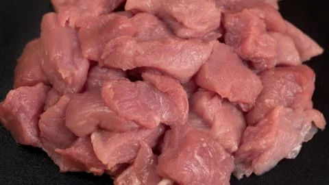 Raw meat. Meat dishes are prepared in the restaurant by the chef. Sliced pork Stock Photos