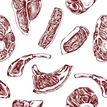 Raw meat pattern Stock Illustration