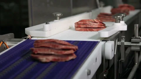Raw meat on the production line Stockbeeldmateriaal 34229066