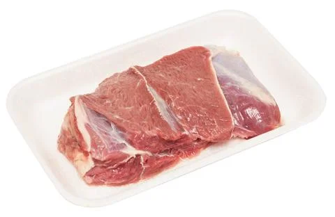 Raw meat raw meat in plastic tray isolated on white background ,model rele... Stock Photos