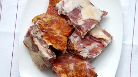 Raw meat ribs Stock Footage 34976391