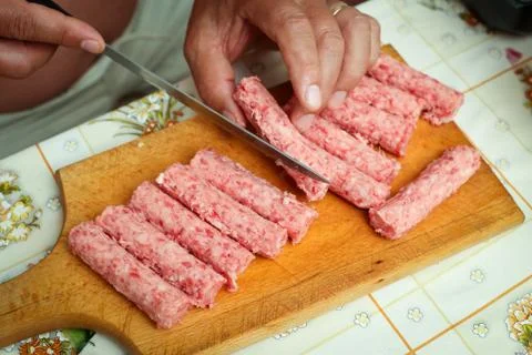 Raw meat rolls Stock Photos