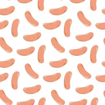 Raw meat sausages seamless pattern Stock Illustration