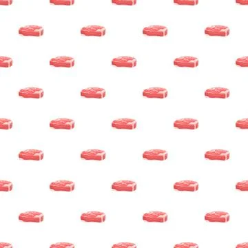 Raw meat seamless pattern on white background Stock Illustration