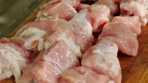 Raw meat for shish kebab Stock Footage 140232941