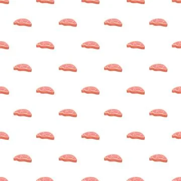 Raw meat slices repeating seamless pattern design Stock Illustration