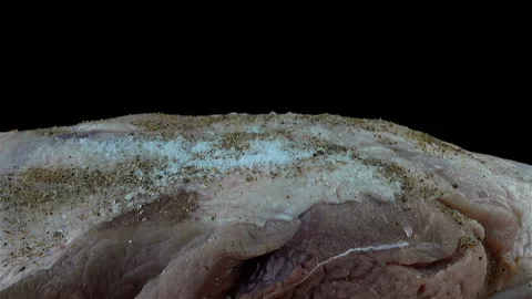 Raw meat with spices close-up Stock Footage 154179167