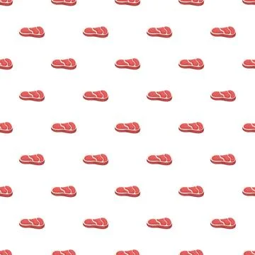 Raw meat steaks creating seamless food pattern Stock Illustration